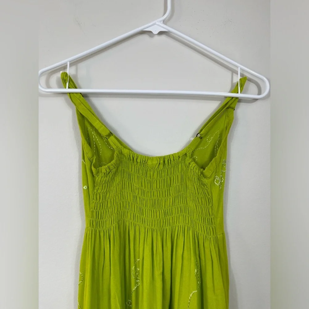 Iland Planet Miami Beach Elegant Green Embroidered Dress Straps Beach Size S/M? - Picture 10 of 16